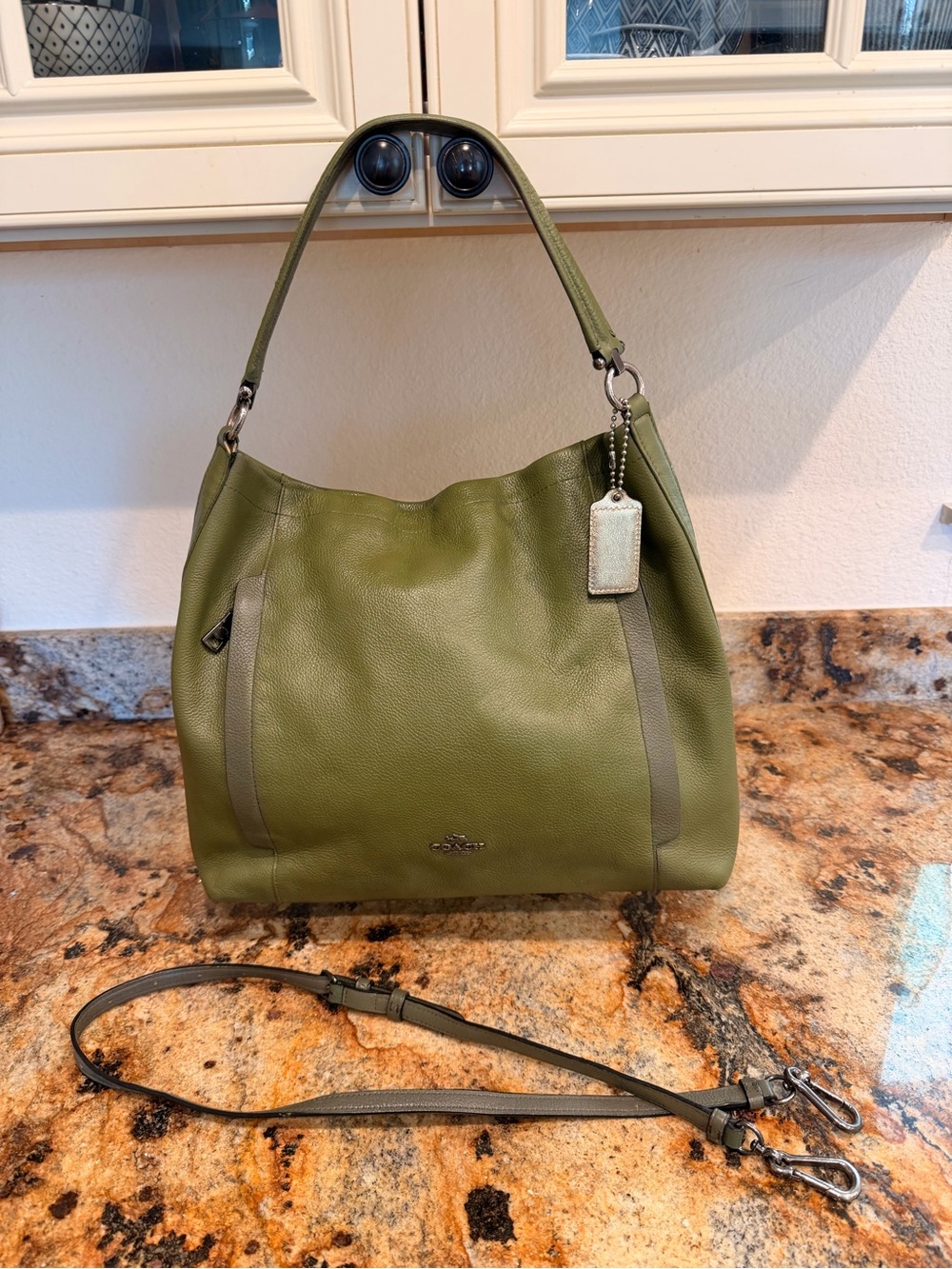 Coach Olive Green Leather Shoulder Hobo